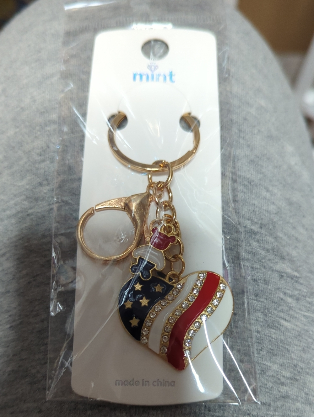 Heart & Star, USA & Star, Star& Balloon Key Bag Charm Red, White, & Blue Accents